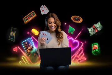 A glowing roulette wheel with cascading chips, symbolizing the engaging live and instant-win games available on KM787.